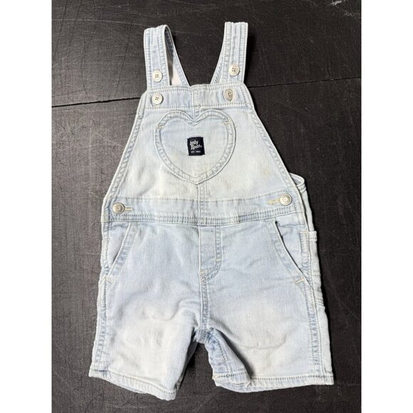 Oshkosh Baby B'Gosh 24 Months Vestbak Overalls Light Blue Denim Jeans Heart - Picture 1 of 16